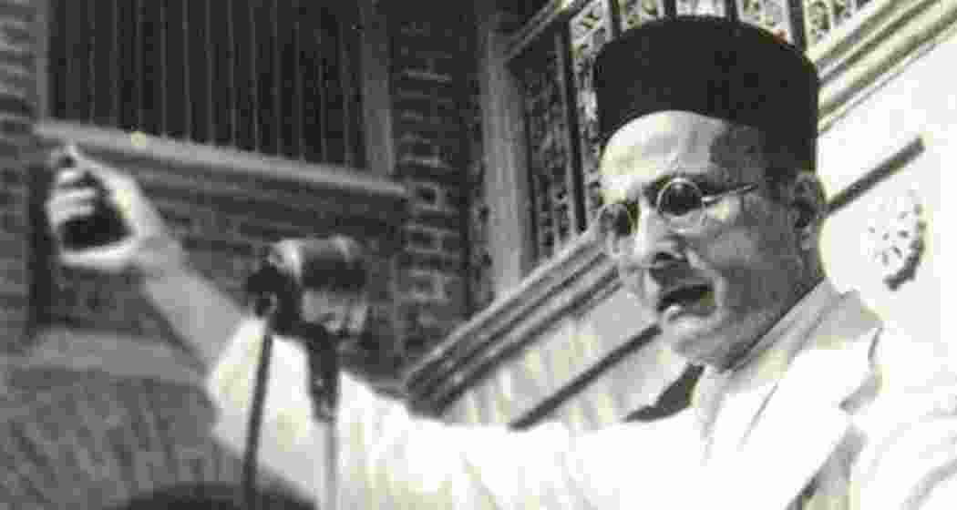 A file photo of Vinayak Damodar Savarkar addressing a gathering. (Special arrangement)