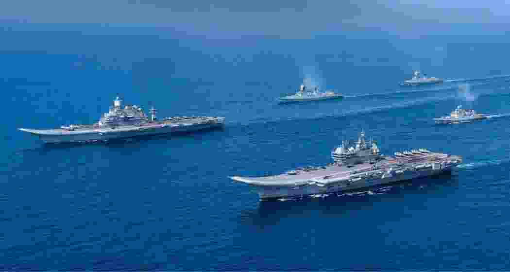 INS Vikrant, along with its fleet, participates in the concluding drills of MILAN 2026 in Visakhapatnam.