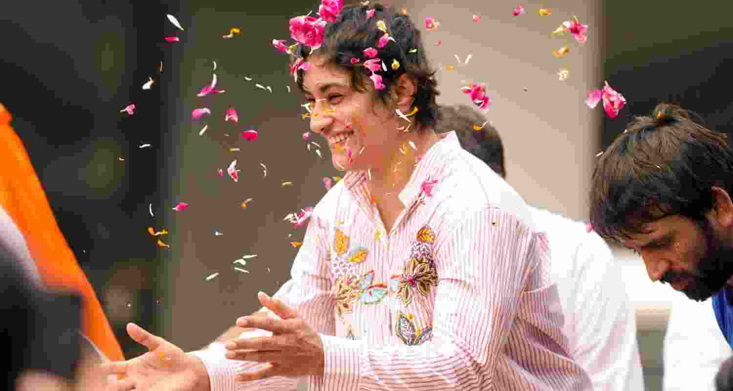 Vinesh at the Paris Olympics. 