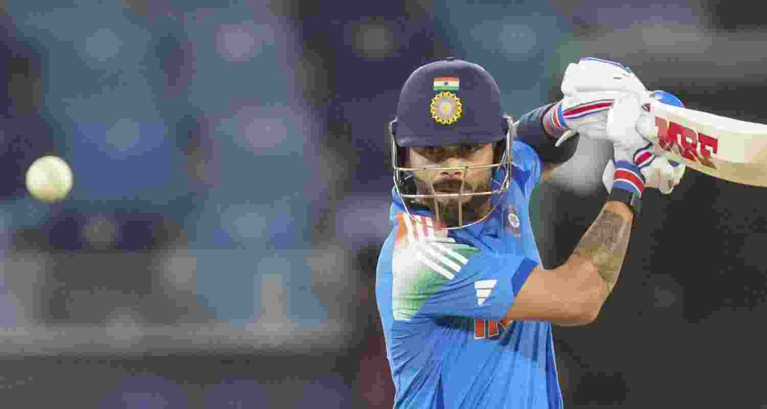 Virat Kohli plays a shot during the India-Australia champion's trophy semi-final