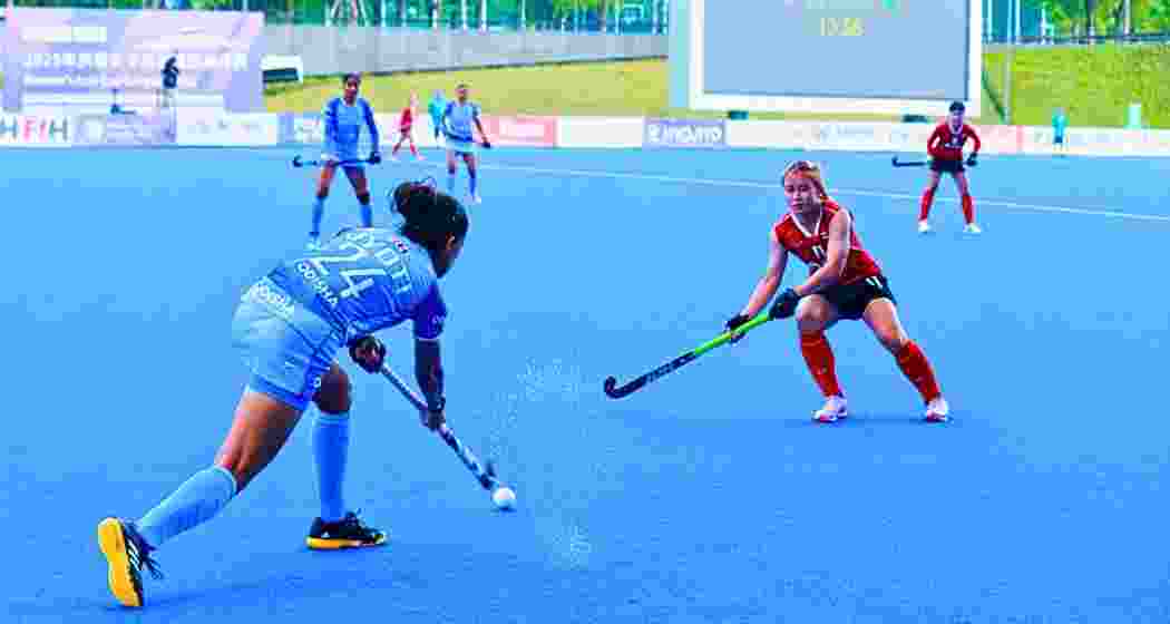 India’s Jyoti in action during the Women’s Asia Cup opener against Thailand in Hangzhou.