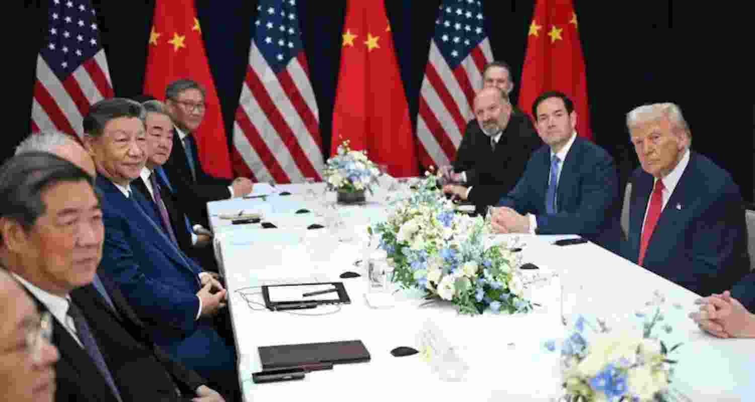 US President Donald Trump and Chinese President Xi Jinping at the meeting.