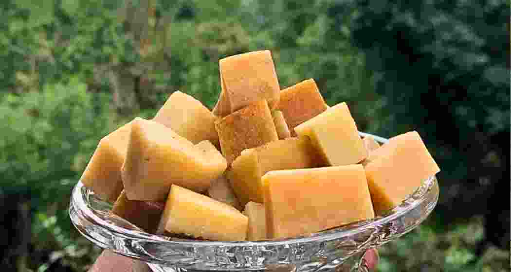 Yak churpis on display. 