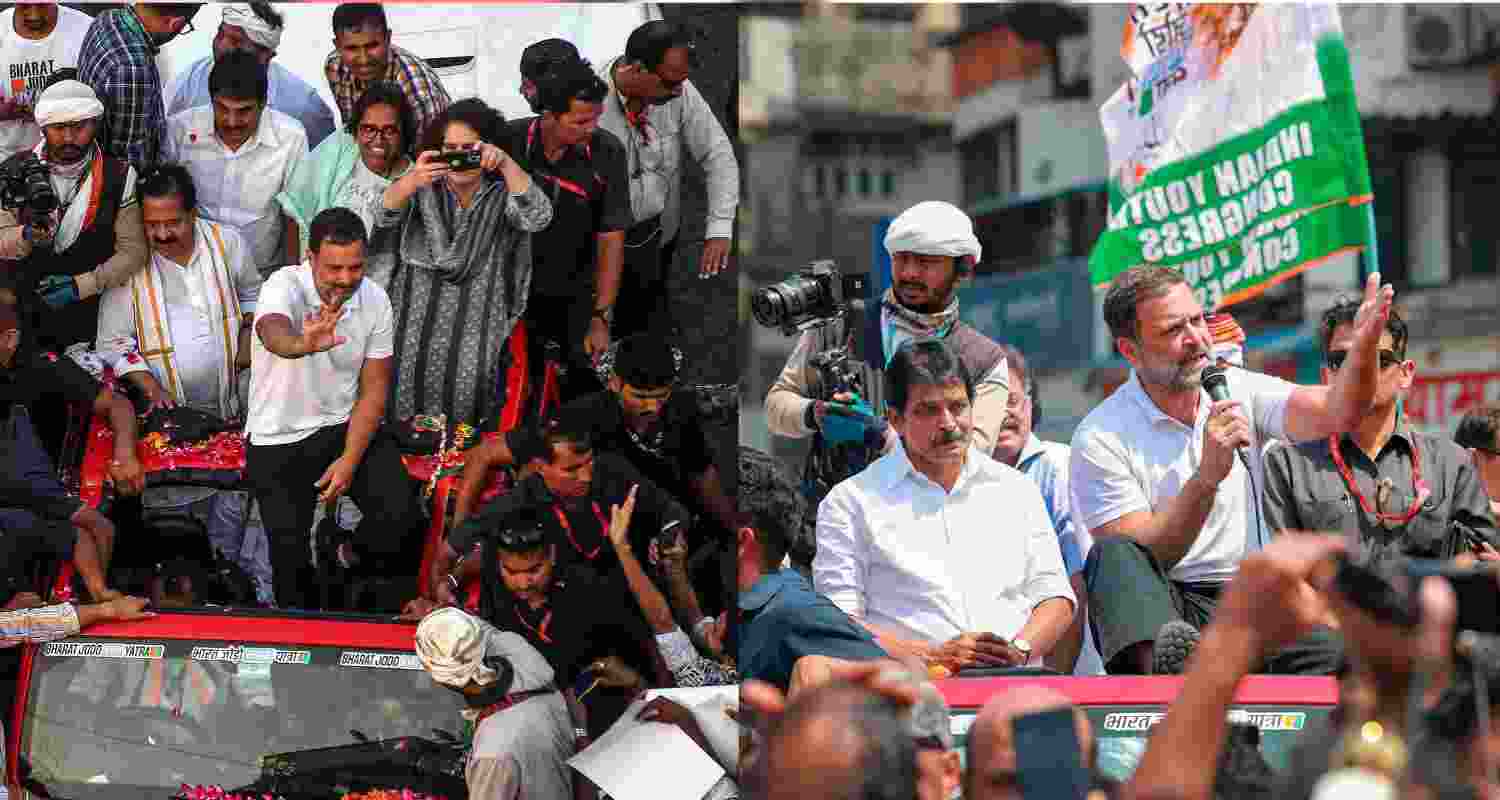 Rahul Gandhi and Priyanka Gandhi during the 'Bharat Jodo Nyay Yatra', in Mumbai. 