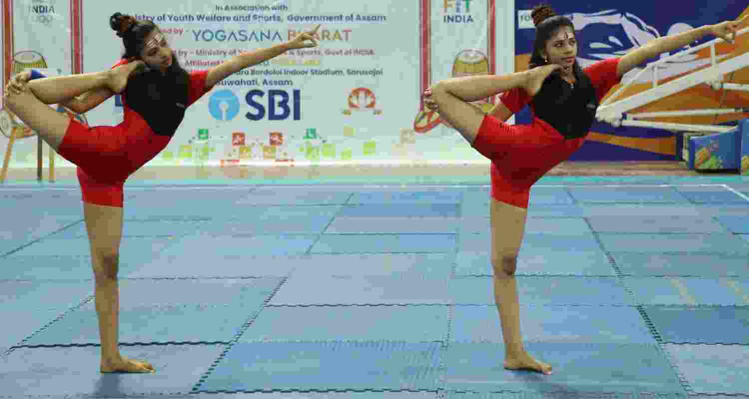 Young athletes during Junior Yogasana Championships, 2024.