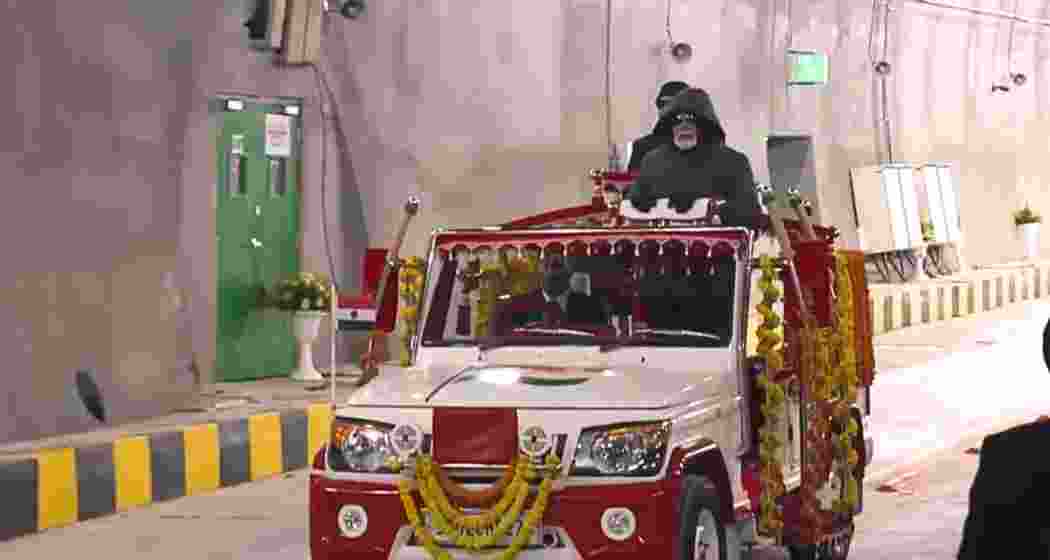 Prime Minister Narendra Modi takes a ride through the newly inaugurated Z-Morh Tunnel, the first to experience this historic all-weather connectivity milestone.