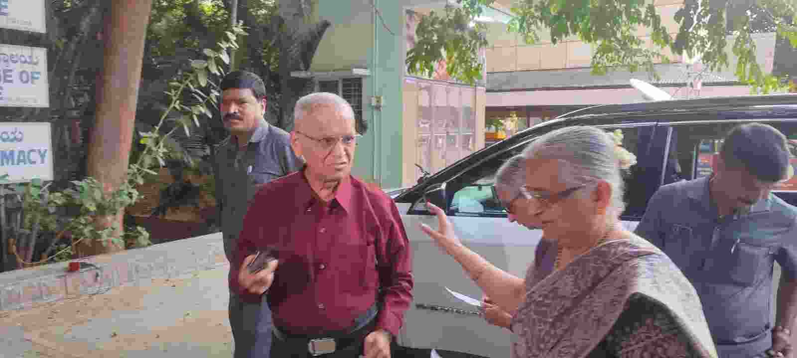 The second phase of Lok Sabha elections witnessed the active participation of renowned tech entrepreneur and Infosys co-founder, Narayana Murthy accompanied by his wife Sudha Murthy at the BES polling station in Bengaluru. The second phase of Lok Sabha elections witnessed the active participation of renowned tech entrepreneur and Infosys co-founder, Narayana Murthy accompanied by his wife Sudha Murthy at the BES polling station in Bengaluru.