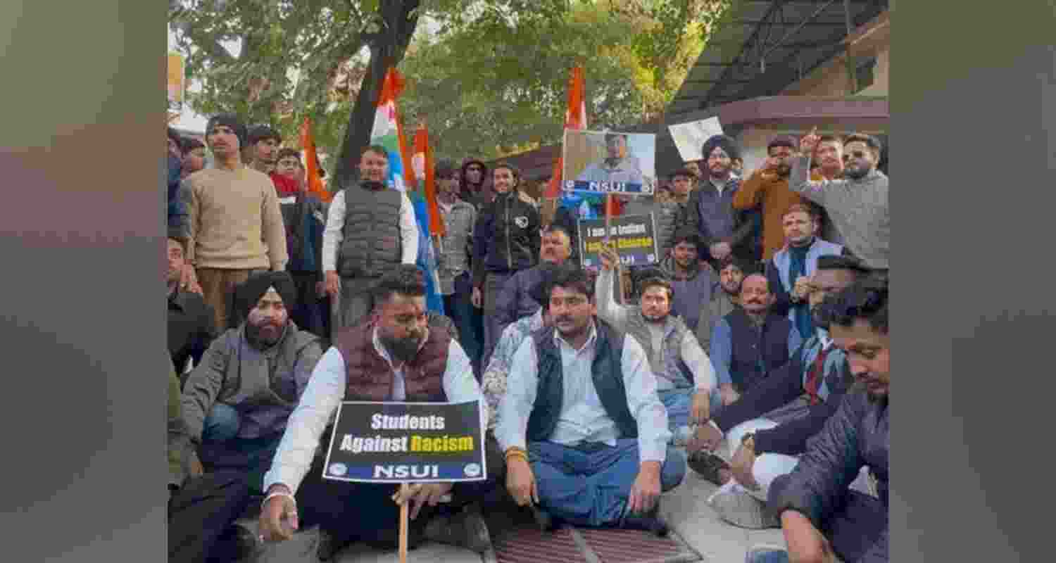 Activists of the Indian National Students' Union (NSUI) during a protest in Dehradun on Saturday. Activists of the Indian National Students' Union (NSUI) during a protest in Dehradun on Saturday.
