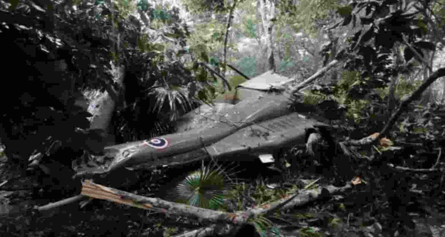 The crashed aircraft in Jamshedpur. The crashed aircraft in Jamshedpur.