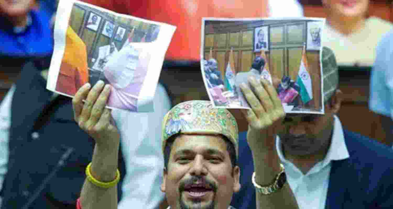 AAP MLA Sanjeev Jha alleges that portraits of B R Ambedkar, Bhagat Singh were removed from Delhi CM Rekha Gupta's office. AAP MLA Sanjeev Jha alleges that portraits of B R Ambedkar, Bhagat Singh were removed from Delhi CM Rekha Gupta's office.