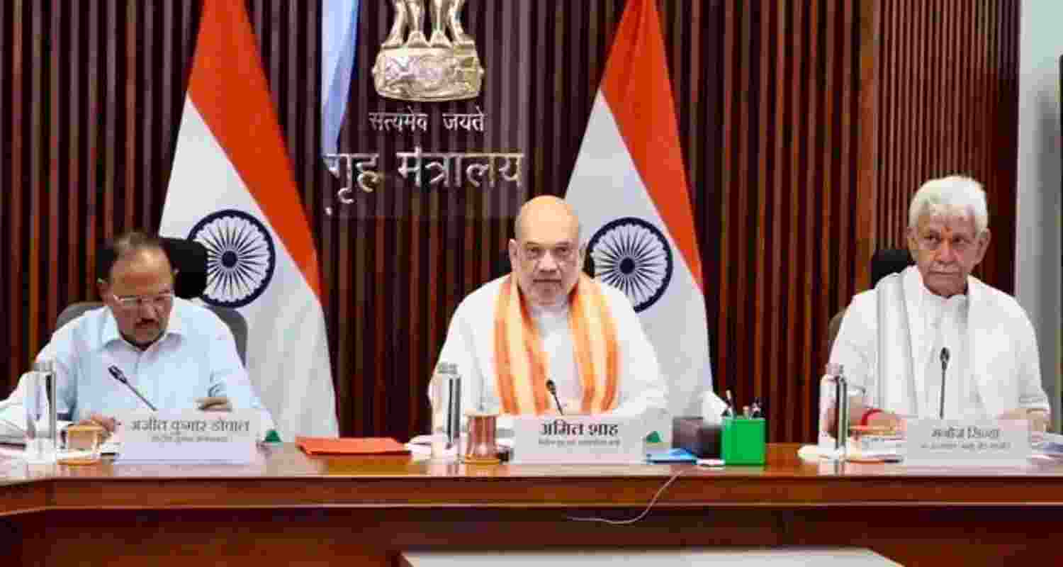 Amit Shah reviews security and preparedness measures for the upcoming Amarnath Yatra during a high-level meeting in New Delhi on Friday. Amit Shah reviews security and preparedness measures for the upcoming Amarnath Yatra during a high-level meeting in New Delhi on Friday.