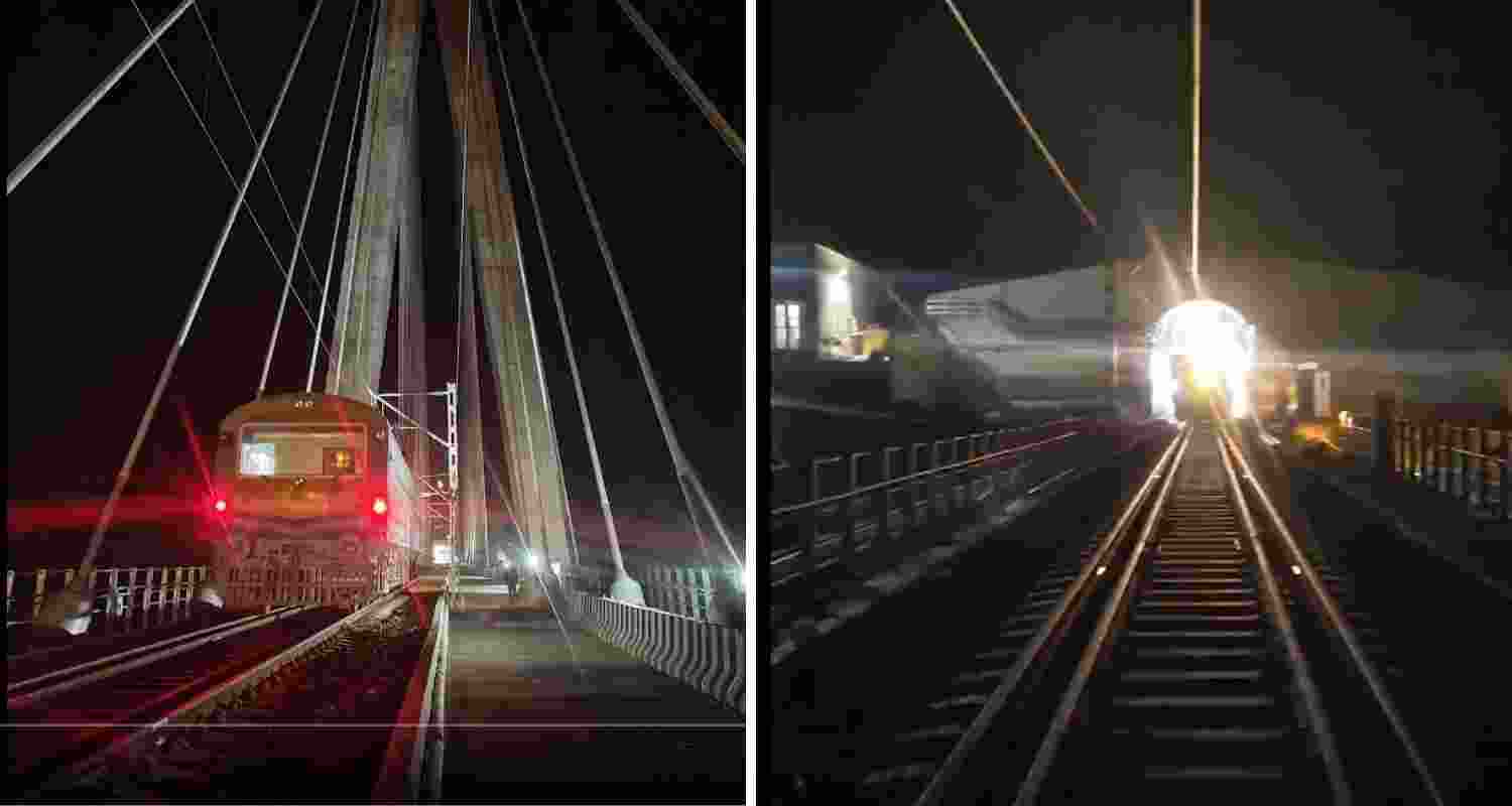 Visuals of the trial train run on the Anji Khad bridge, Visuals of the trial train run on the Anji Khad bridge,