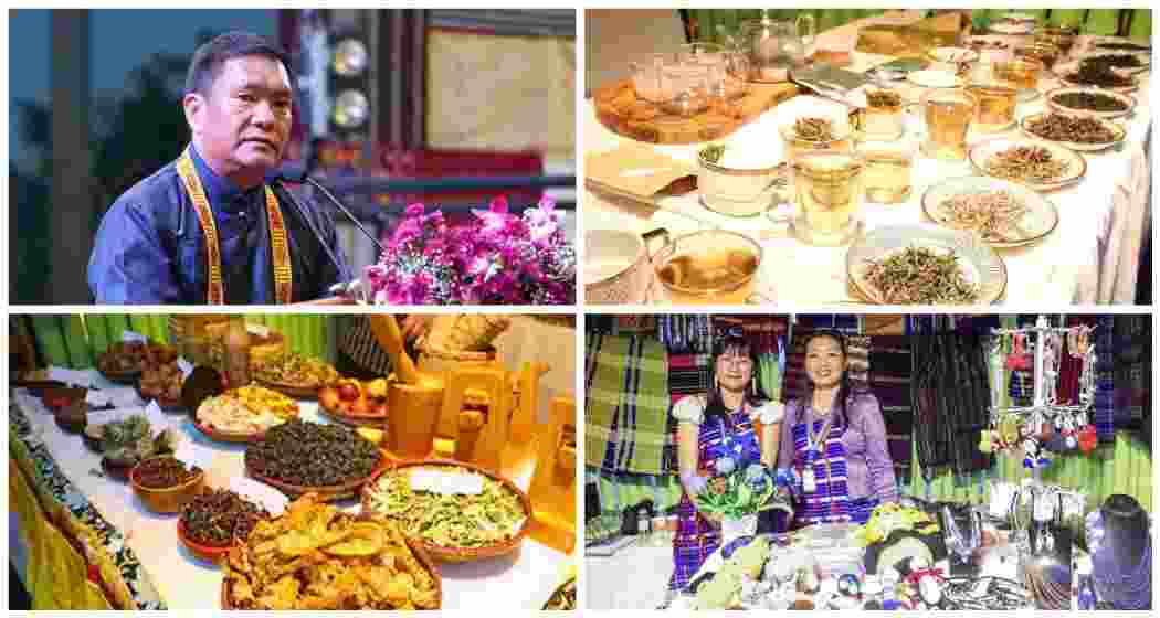 Arunachal Pradesh Chief Minister Pema Khandu addresses the gathering at the Arunachal Pradesh GI Mahotsav in Delhi (Top left). Artisans from Arunachal Pradesh display their GI-tagged textiles, handicrafts, and agricultural produce at the Arunachal GI Mahotsav in Delhi. Arunachal Pradesh Chief Minister Pema Khandu addresses the gathering at the Arunachal Pradesh GI Mahotsav in Delhi (Top left). Artisans from Arunachal Pradesh display their GI-tagged textiles, handicrafts, and agricultural produce at the Arunachal GI Mahotsav in Delhi.