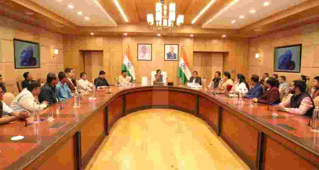 Assam Chief Minister Himanta Biswa Sarma confers with officials from various departments during a meeting in Guwahati. Assam Chief Minister Himanta Biswa Sarma confers with officials from various departments during a meeting in Guwahati.