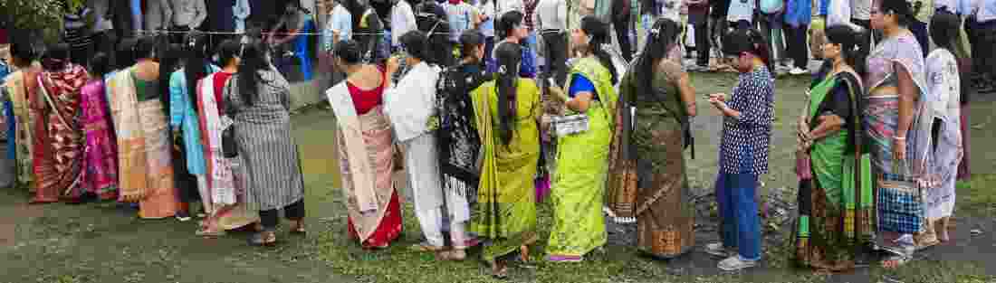 Women, who outnumber male voters anyway in all five seats, were seen queuing up at polling stations from 5 am. Most of them said they wanted to cast their vote early so that they could return home and continue with their daily chores Women, who outnumber male voters anyway in all five seats, were seen queuing up at polling stations from 5 am. Most of them said they wanted to cast their vote early so that they could return home and continue with their daily chores