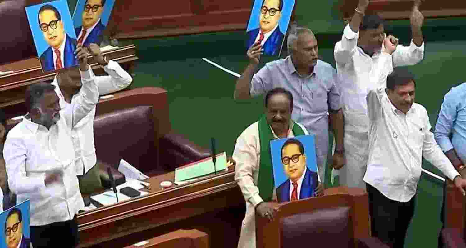 Karnataka Legislative Council disrupted over Amit Shah's alleged remarks on Ambedkar. Karnataka Legislative Council disrupted over Amit Shah's alleged remarks on Ambedkar.