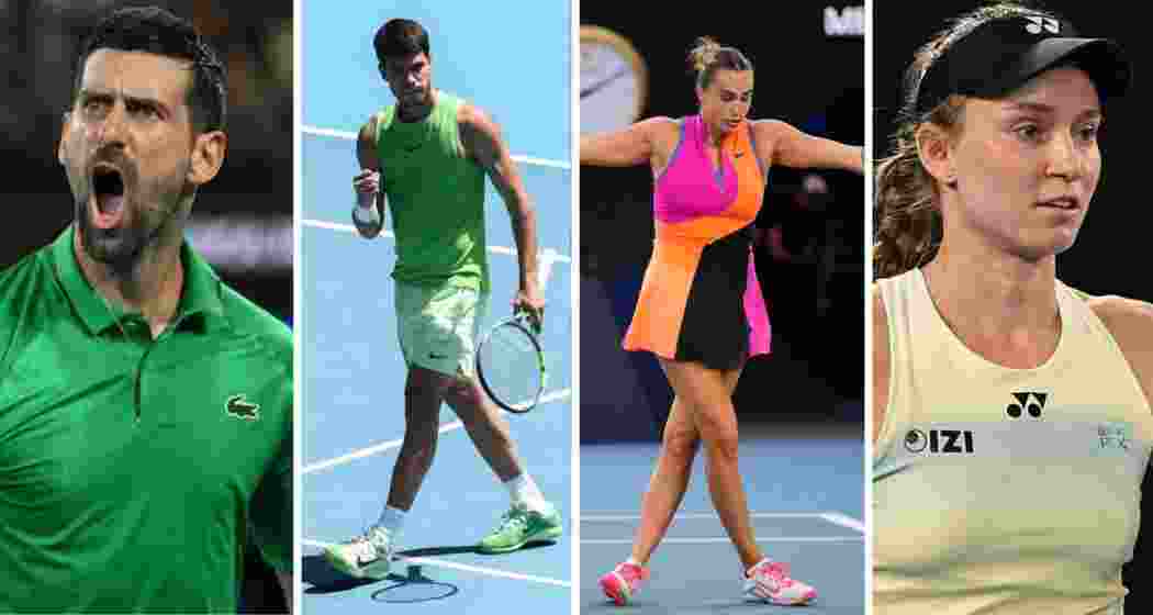 (From left to right) Novak Djokovic, Carlos Alcaraz, Aryna Sabalenka and Elena Rybakina. (From left to right) Novak Djokovic, Carlos Alcaraz, Aryna Sabalenka and Elena Rybakina.