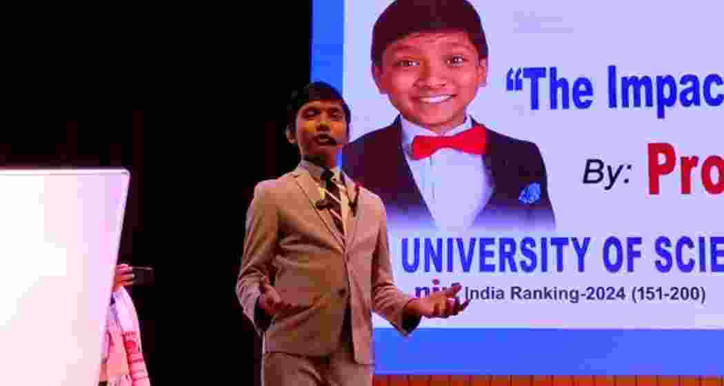 World's Youngest Professor Suborno Isaac Bari engages students during his lecture at the University of Science and Technology Meghalaya. World's Youngest Professor Suborno Isaac Bari engages students during his lecture at the University of Science and Technology Meghalaya.
