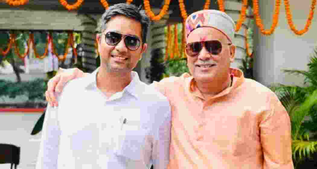 Former Chhattisgarh Chief Minister Bhupesh Baghel seen with son Chaitanya Baghel (left). Former Chhattisgarh Chief Minister Bhupesh Baghel seen with son Chaitanya Baghel (left).
