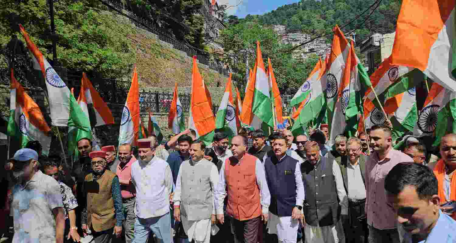 BJP carries out Tiranga Yatra in Shimla on Wednesday. BJP carries out Tiranga Yatra in Shimla on Wednesday.
