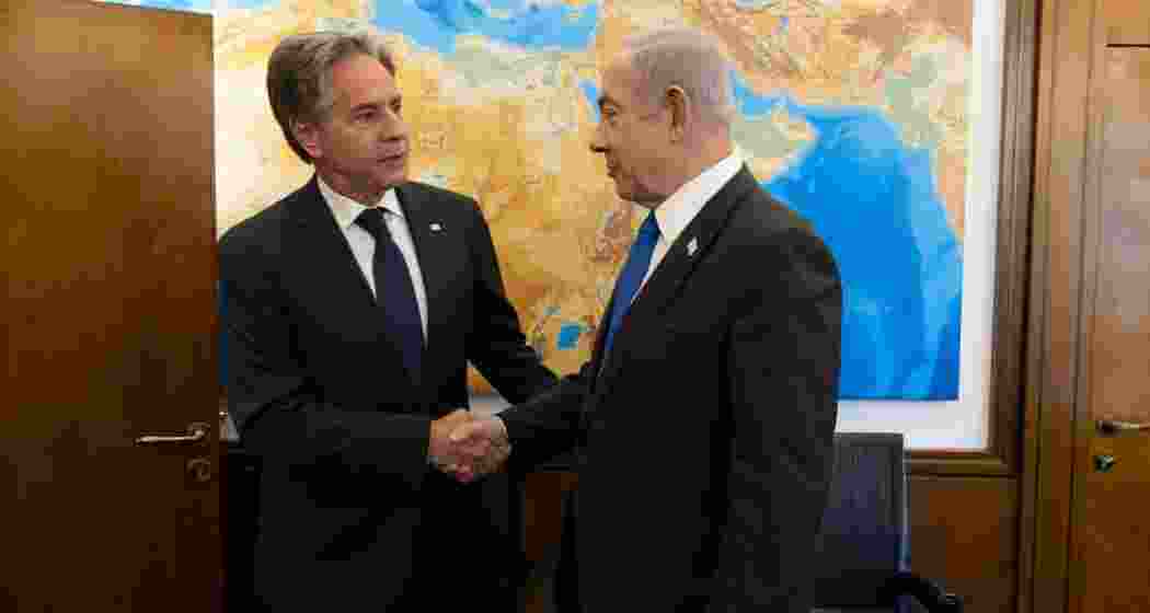 U.S. Secretary of State Antony Blinken with Prime Minister of Israel, Benjamin Netanyahu (R). U.S. Secretary of State Antony Blinken with Prime Minister of Israel, Benjamin Netanyahu (R).
