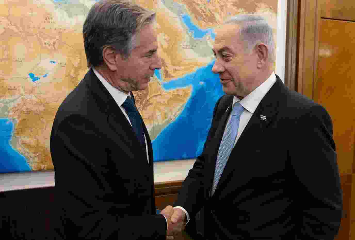 Prime Minister Netanyahu described the talks with Blinken as "positive," during which his office again affirmed Israel's commitment to an American proposal for release of hostages again considering Israel's security needs. Prime Minister Netanyahu described the talks with Blinken as "positive," during which his office again affirmed Israel's commitment to an American proposal for release of hostages again considering Israel's security needs.