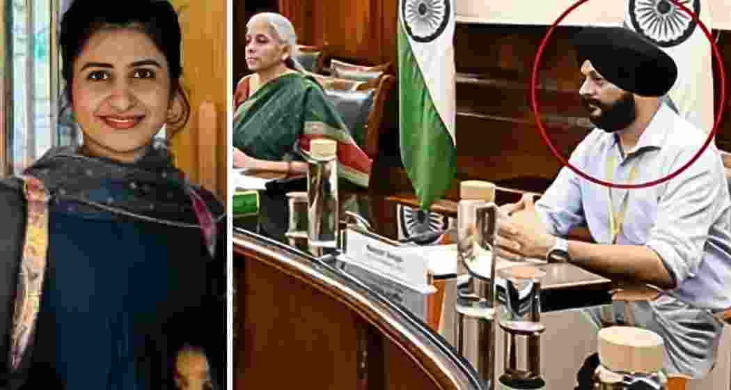 Gaganpreet Kaur (left), the accused, and Navjot Singh, the victim, seen with Finance Minister Nirmala Sitharaman. Gaganpreet Kaur (left), the accused, and Navjot Singh, the victim, seen with Finance Minister Nirmala Sitharaman.