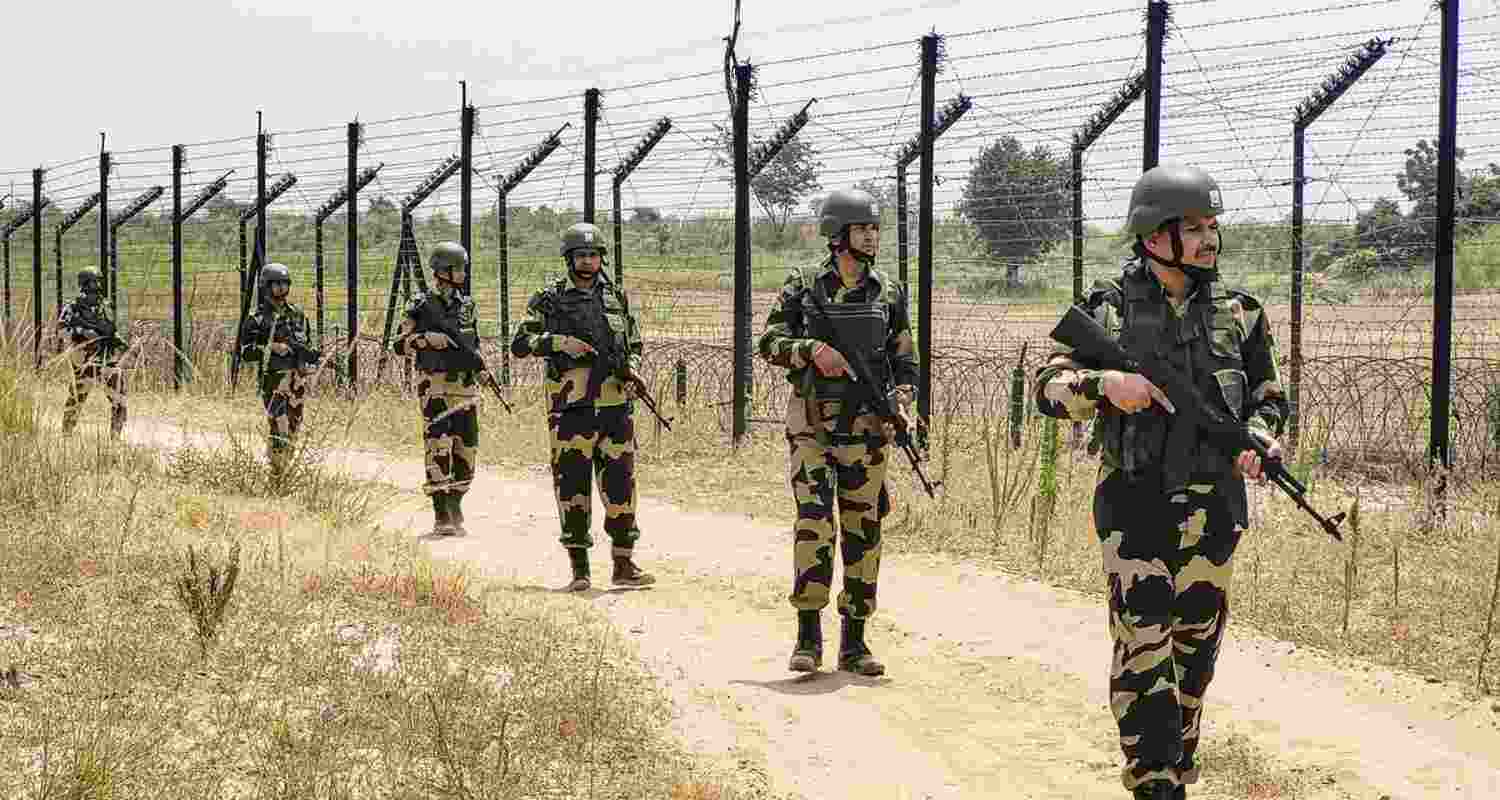 BSF Jawans on a patrol. BSF Jawans on a patrol.