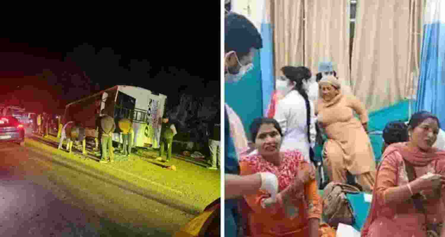 Bus carrying devotees overturns in Himachal. Bus carrying devotees overturns in Himachal.