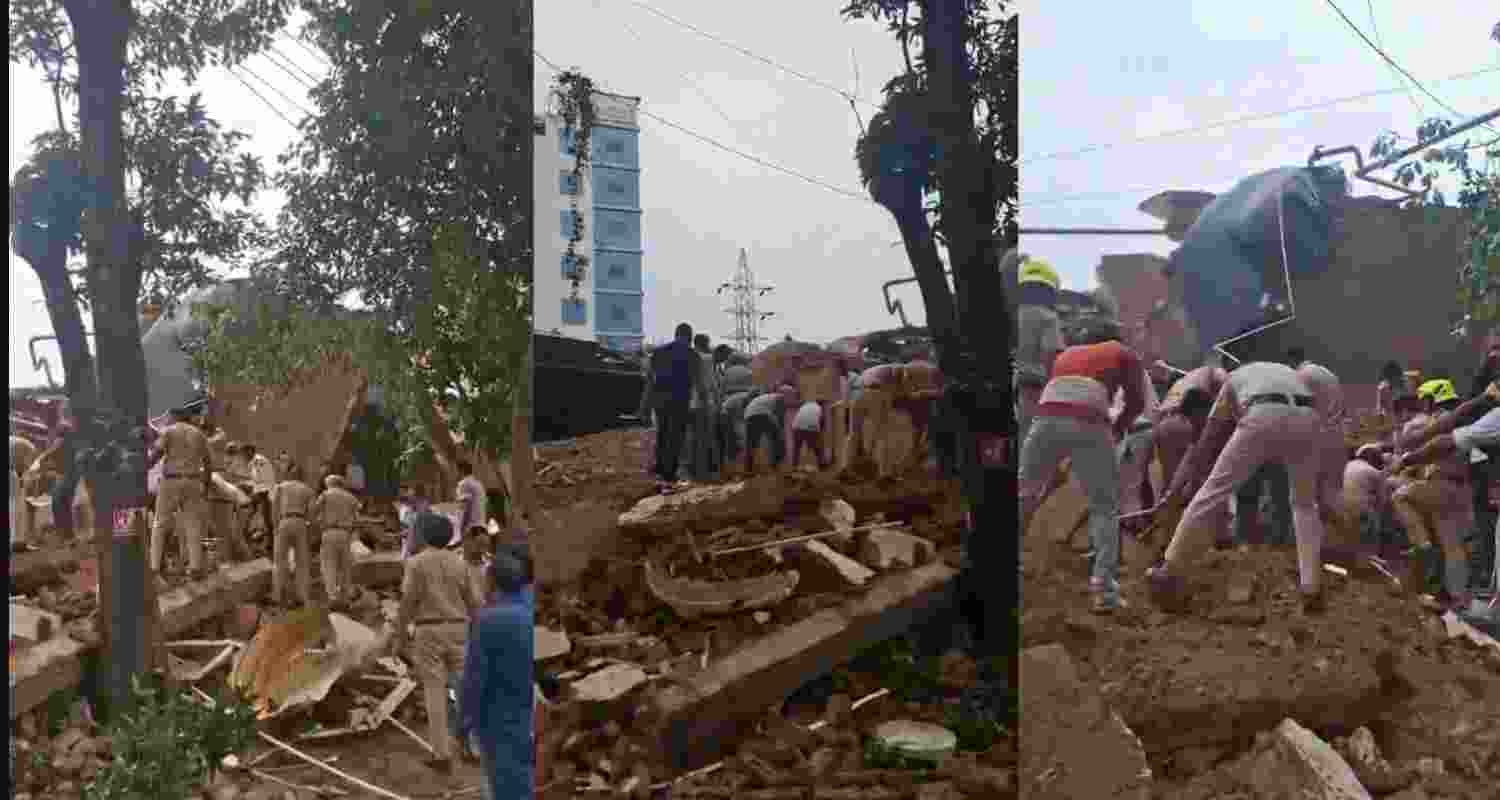 Two people died and three were rescued after a two-storey building collapsed in Chandigarh's Industrial Area during renovation work on Saturday. Two people died and three were rescued after a two-storey building collapsed in Chandigarh's Industrial Area during renovation work on Saturday.