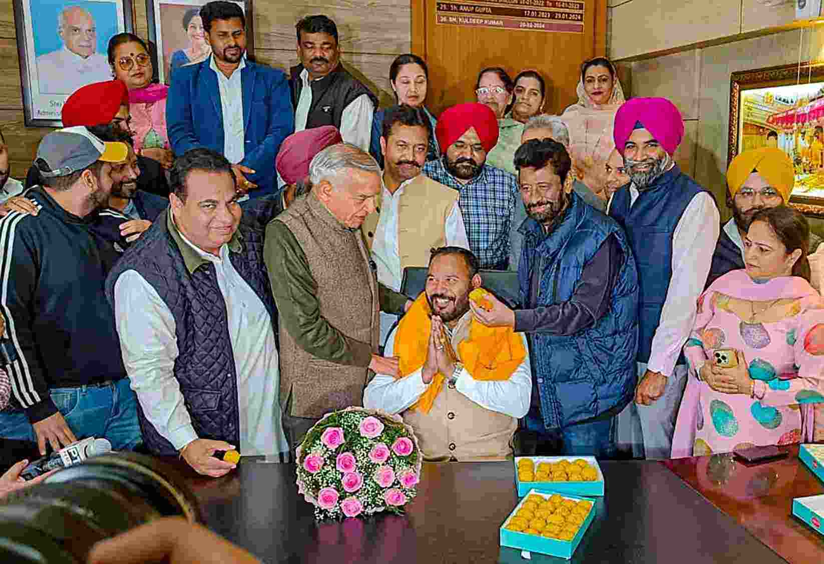 AAP councillor Kuldeep Kumar takes charge as Chandigarh's Mayor, on Wednesday. AAP councillor Kuldeep Kumar takes charge as Chandigarh's Mayor, on Wednesday.