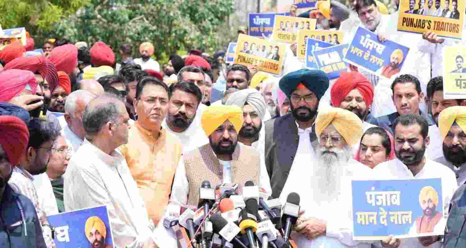 Chief Minister Bhagwant Mann while addressing mediapersons. Chief Minister Bhagwant Mann while addressing mediapersons.