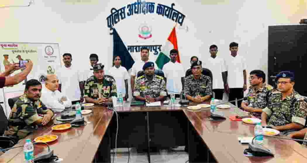 A group of Naxal cadres, including senior leaders and women operatives, surrendered before police and CRPF personnel in Narayanpur earlier this week. A group of Naxal cadres, including senior leaders and women operatives, surrendered before police and CRPF personnel in Narayanpur earlier this week.