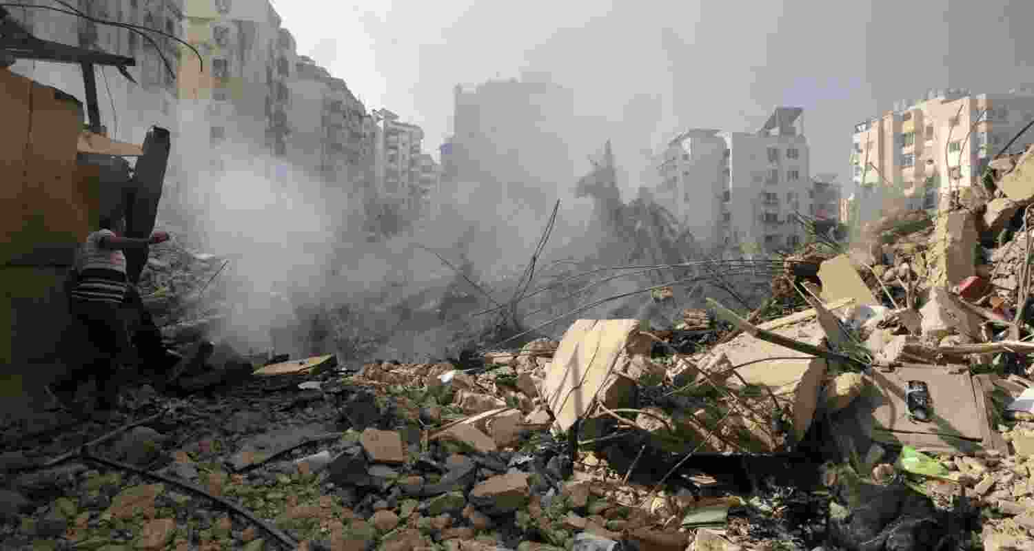 A file photograph of a southern suburb of Beirut after being struck by Israeli missiles and drones. A file photograph of a southern suburb of Beirut after being struck by Israeli missiles and drones.