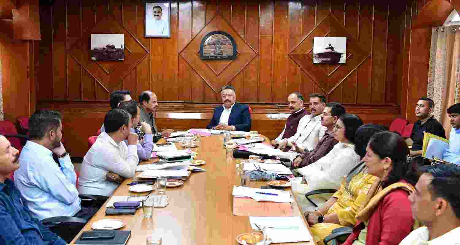 Education Minister Rohit Thakur during a meeting to review the status of schools and colleges damaged due to the recent disaster in Mandi district. Education Minister Rohit Thakur during a meeting to review the status of schools and colleges damaged due to the recent disaster in Mandi district.
