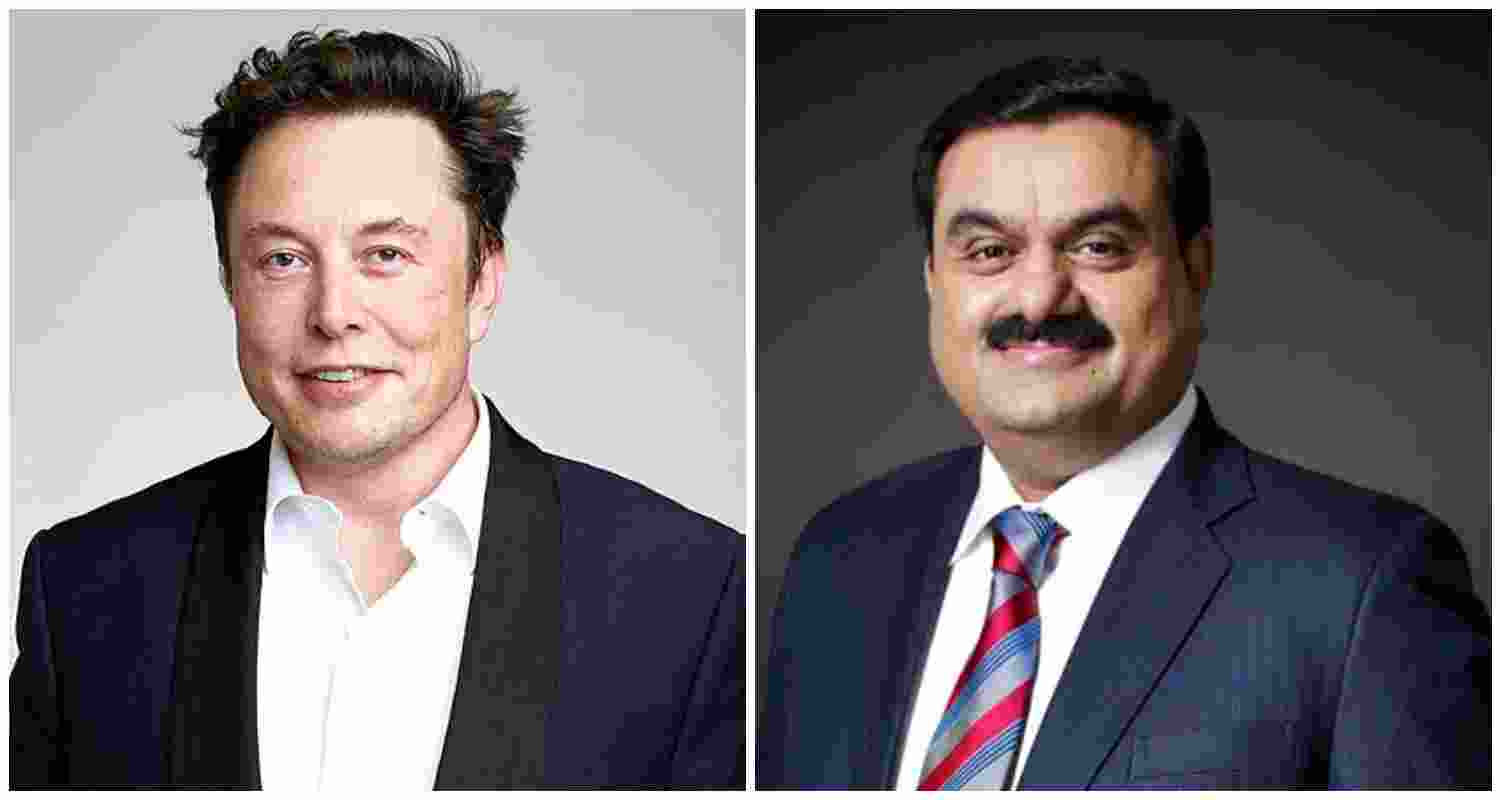 Tesla and SpaceX visionary and owner Elon Musk (L), Indian business tycoon Gautam Adani (R). Tesla and SpaceX visionary and owner Elon Musk (L), Indian business tycoon Gautam Adani (R).