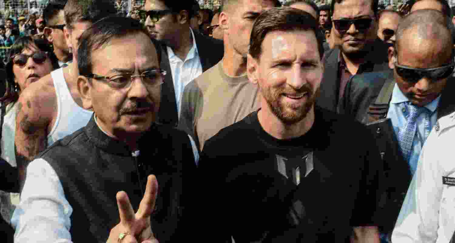 Argentine footballer Lionel Messi with former West Bengal Sports Minister Aroop Biswas at Salt Lake Stadium during the G.O.A.T. India Tour in Kolkata on December 13, 2025. File Photo Argentine footballer Lionel Messi with former West Bengal Sports Minister Aroop Biswas at Salt Lake Stadium during the G.O.A.T. India Tour in Kolkata on December 13, 2025. File Photo