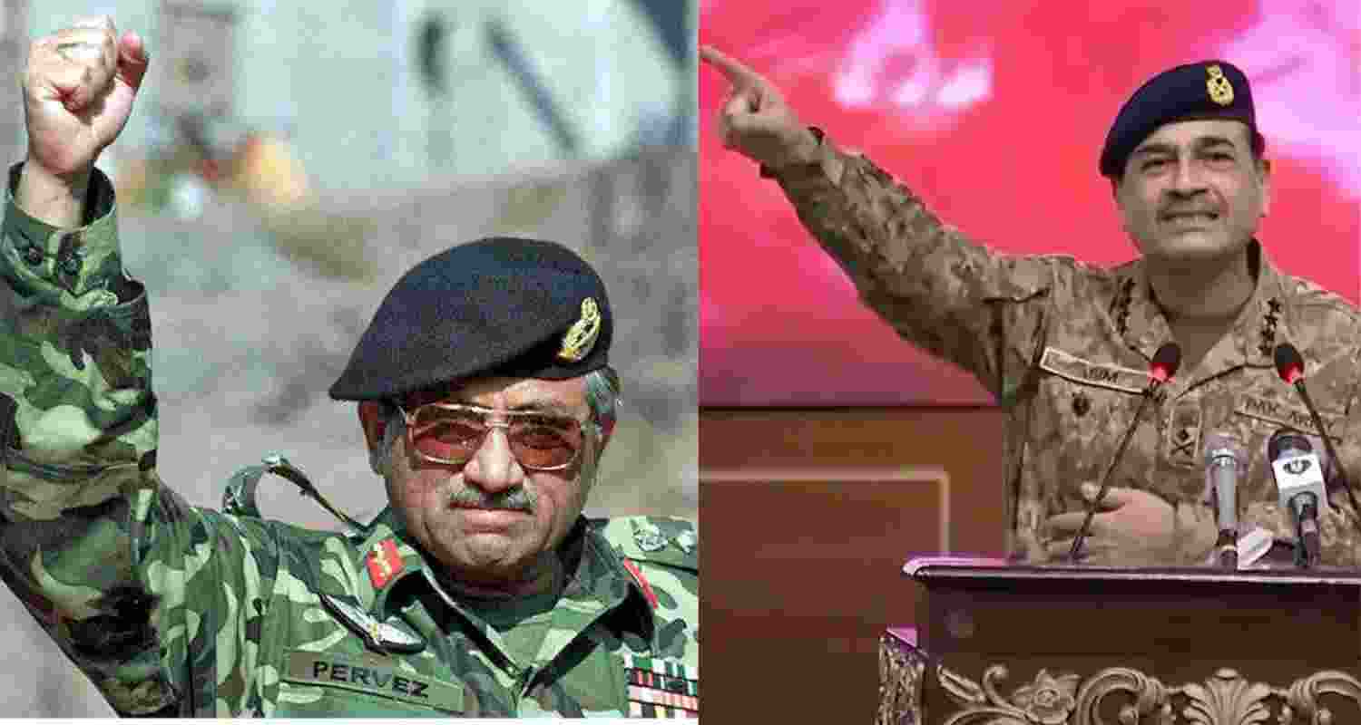 Former Pakistan army chief Pervez Musharraf (left) and current army chief Asim Munir. Former Pakistan army chief Pervez Musharraf (left) and current army chief Asim Munir.
