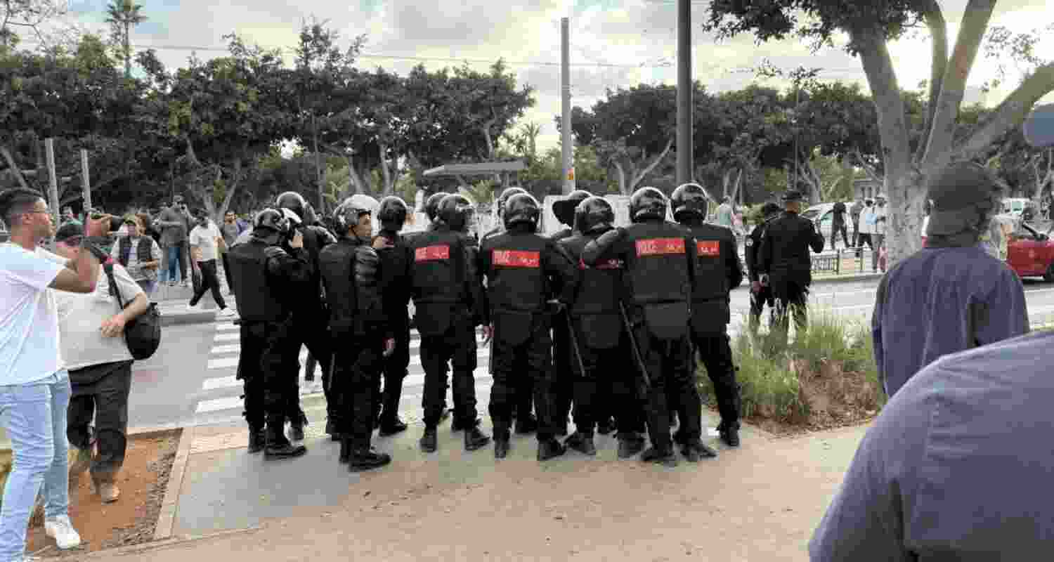 Young Moroccans took to the streets of at least 11 cities, chanting, “Stadiums are here, but where are the hospitals?” Young Moroccans took to the streets of at least 11 cities, chanting, “Stadiums are here, but where are the hospitals?”