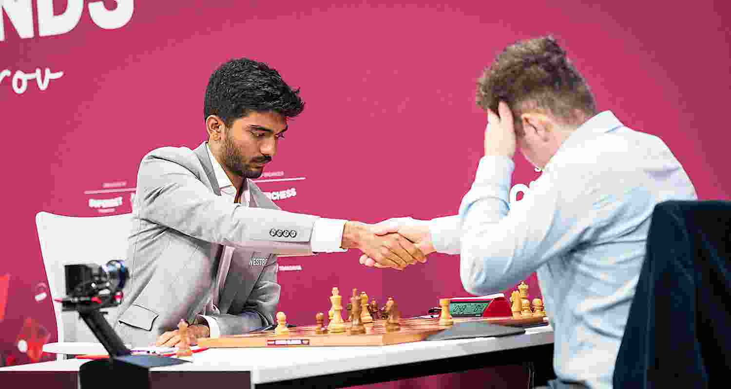 Indian Grandmaster D Gukesh beats Romania's Deac Bogdan-Daniel in the first round of the Superbet Classic chess tournament at Bucharest, Romania. Indian Grandmaster D Gukesh beats Romania's Deac Bogdan-Daniel in the first round of the Superbet Classic chess tournament at Bucharest, Romania.