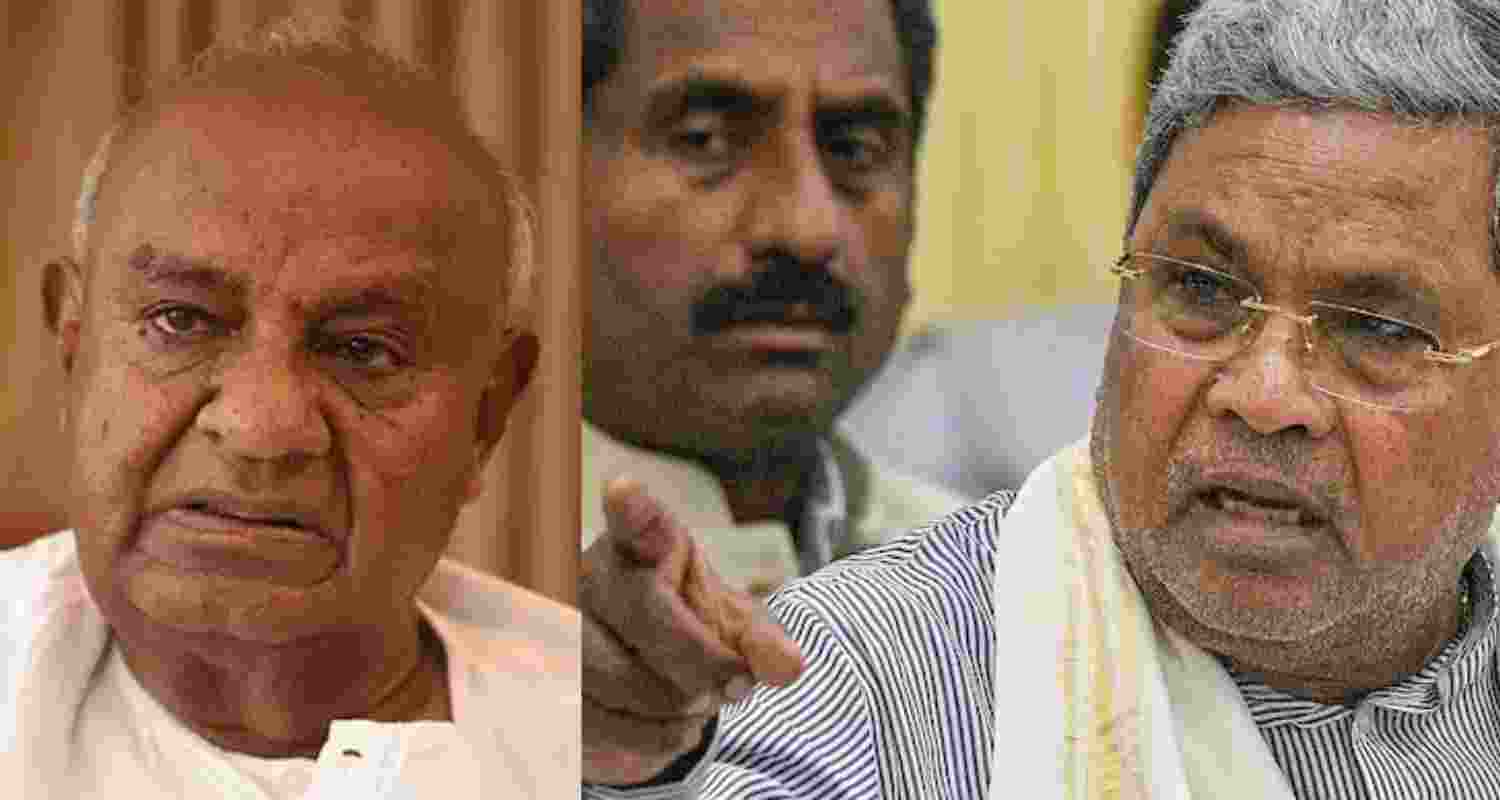 Deve Gowda (left), Karnataka Chief Minister Siddaramaiah (Right). Deve Gowda (left), Karnataka Chief Minister Siddaramaiah (Right).