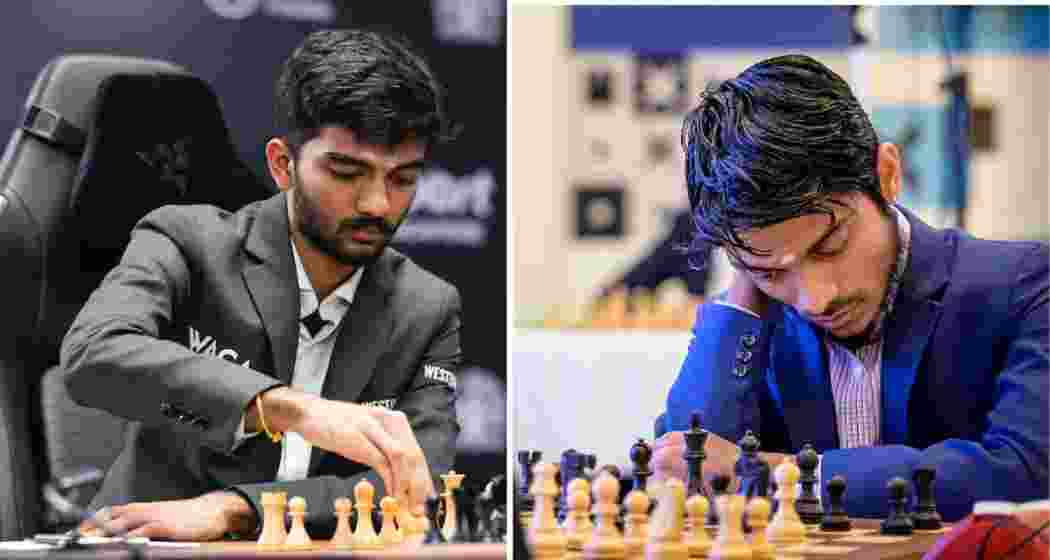 World champion D Gukesh and Aravindh Chithambaram. (Image: PTI) World champion D Gukesh and Aravindh Chithambaram. (Image: PTI)