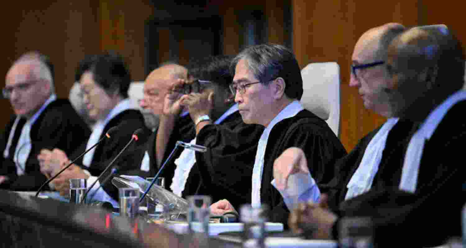 Yuji Iwasawa (center), president of the International Court of Justice, issues the first advisory opinion on States’ legal obligations to address climate change in The Hague on Wednesday. Yuji Iwasawa (center), president of the International Court of Justice, issues the first advisory opinion on States’ legal obligations to address climate change in The Hague on Wednesday.