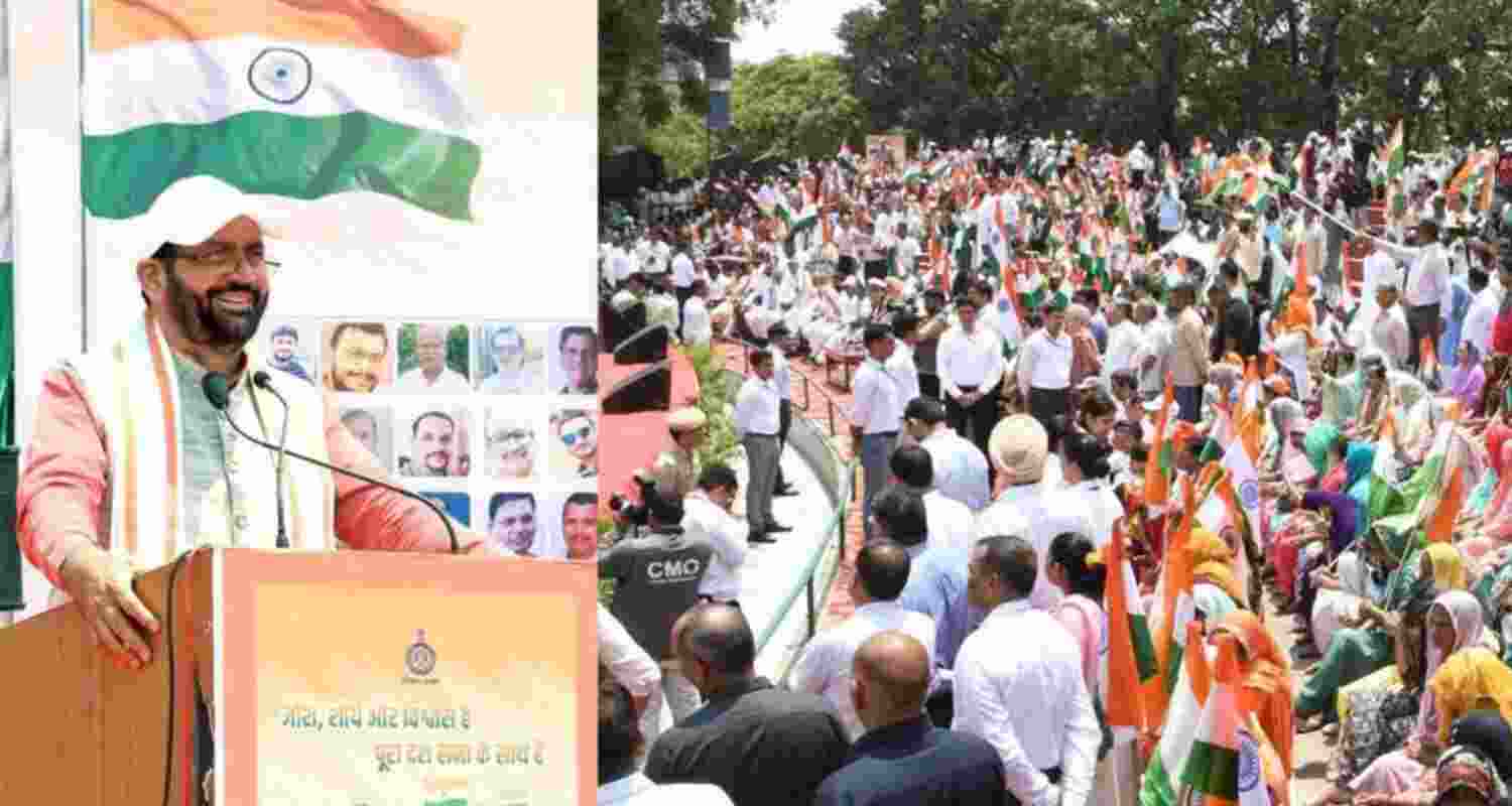 Haryana Chief Minister Nayab Singh Saini during ‘Tiranga Yatra’ in Panchkula on Tuesday. Haryana Chief Minister Nayab Singh Saini during ‘Tiranga Yatra’ in Panchkula on Tuesday.