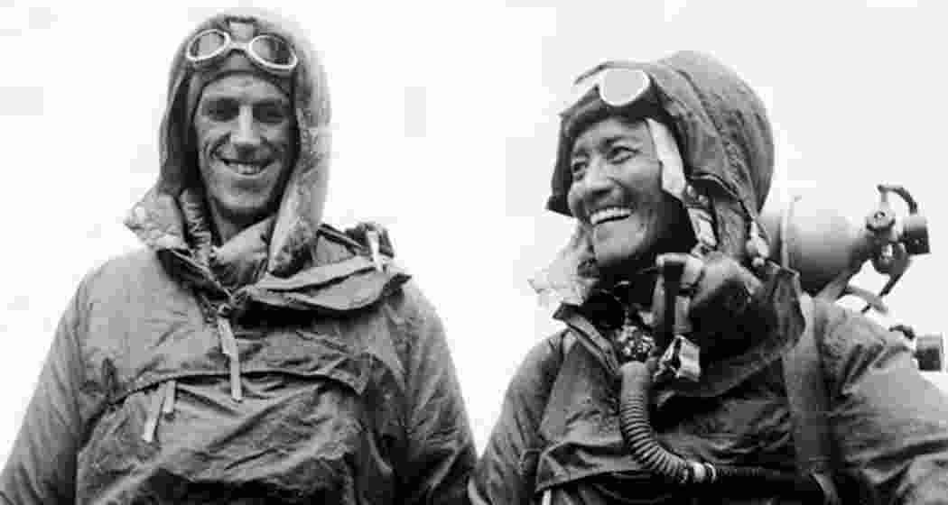 Edmund Hillary (left) and Sherpa Tenzing Norgay (right) reached the 29,035-foot summit of Everest on May 29, 1953, becoming the first people to stand atop the world's highest mountain. Edmund Hillary (left) and Sherpa Tenzing Norgay (right) reached the 29,035-foot summit of Everest on May 29, 1953, becoming the first people to stand atop the world's highest mountain.