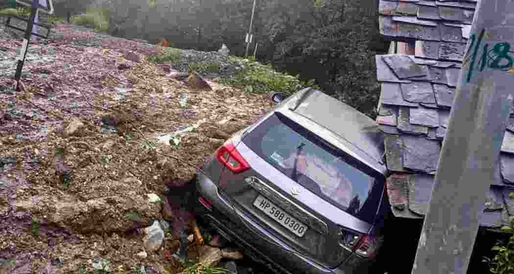 A damaged vehicle after being swept away in flash floods due to cloudbursts, in Kullu district, Himachal Pradesh, Wednesday, June 25, 2025. A damaged vehicle after being swept away in flash floods due to cloudbursts, in Kullu district, Himachal Pradesh, Wednesday, June 25, 2025.