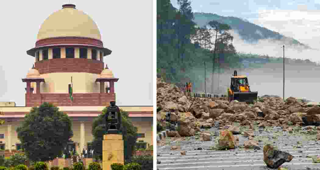 The Supreme Court has taken suo motu cognisance of ecological imbalance in Himachal Pradesh. A road blocked by shooting stones in Himachal Pradesh on right. The Supreme Court has taken suo motu cognisance of ecological imbalance in Himachal Pradesh. A road blocked by shooting stones in Himachal Pradesh on right.
