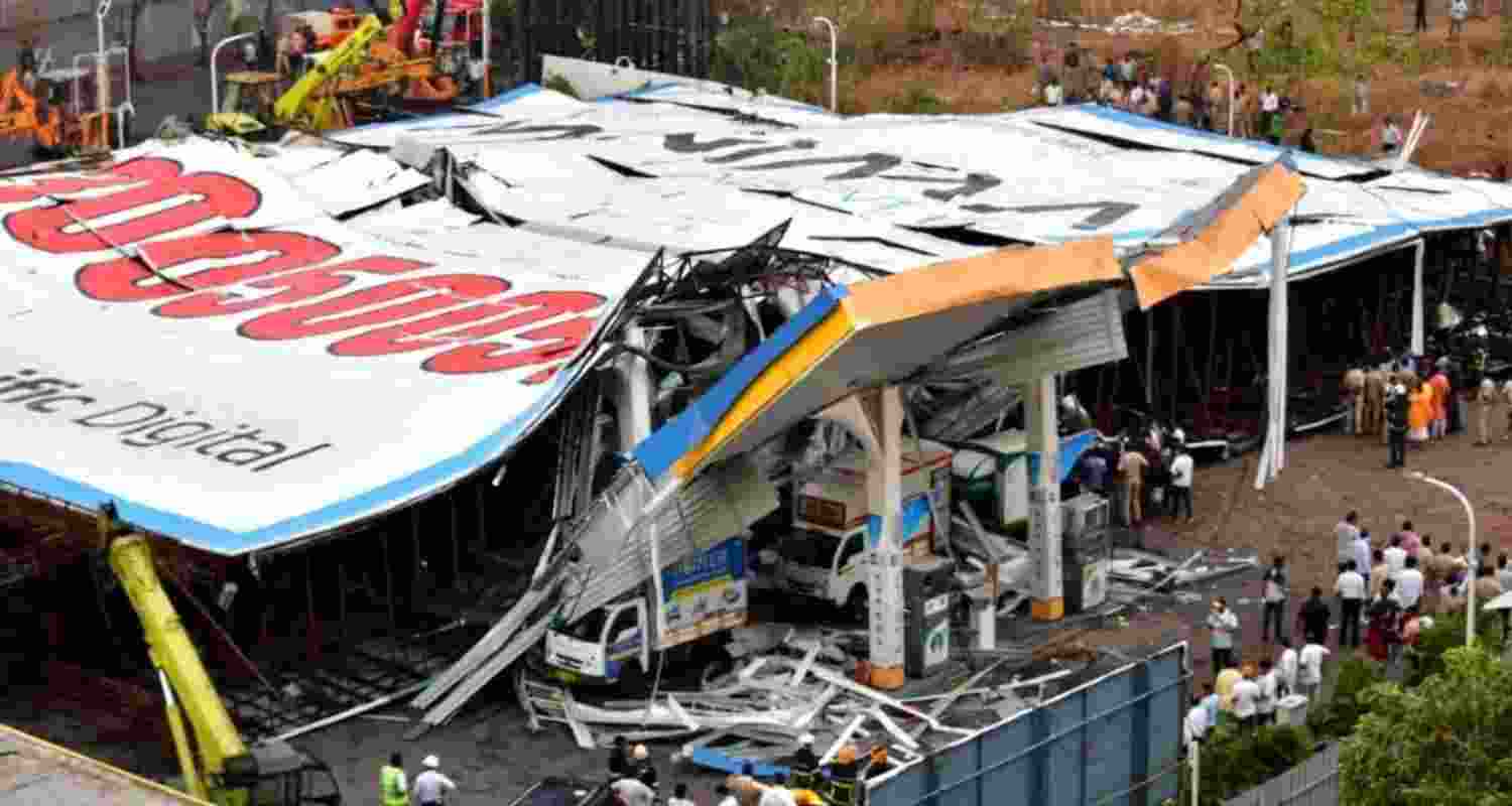 The hoarding that collapsed in Mumbai's suburban Ghatkopar claiming 16 lives. The hoarding that collapsed in Mumbai's suburban Ghatkopar claiming 16 lives.
