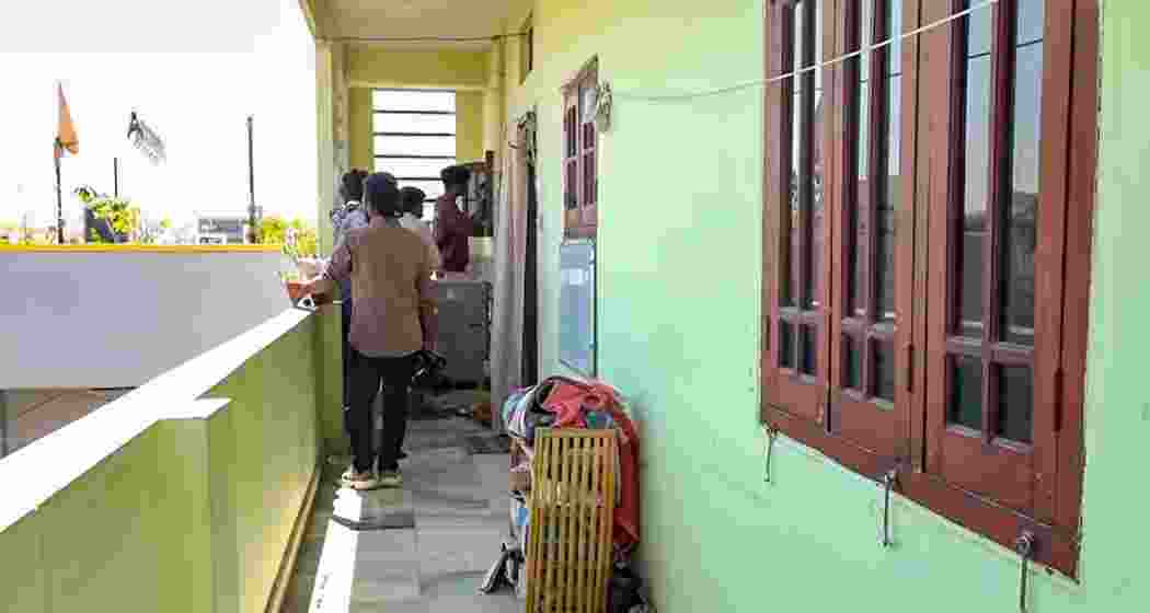 The residence of the accused, where the chilling murder of his wife took place. The residence of the accused, where the chilling murder of his wife took place.