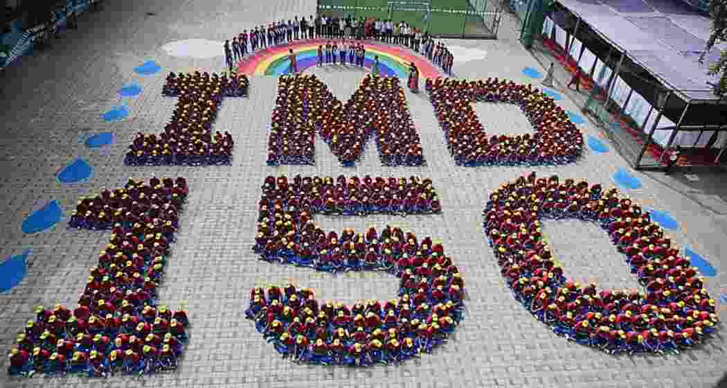 Students of Everwin Group of Schools arrange themselves into a unique shape as part of the Wednesday celebrations. Students of Everwin Group of Schools arrange themselves into a unique shape as part of the Wednesday celebrations.